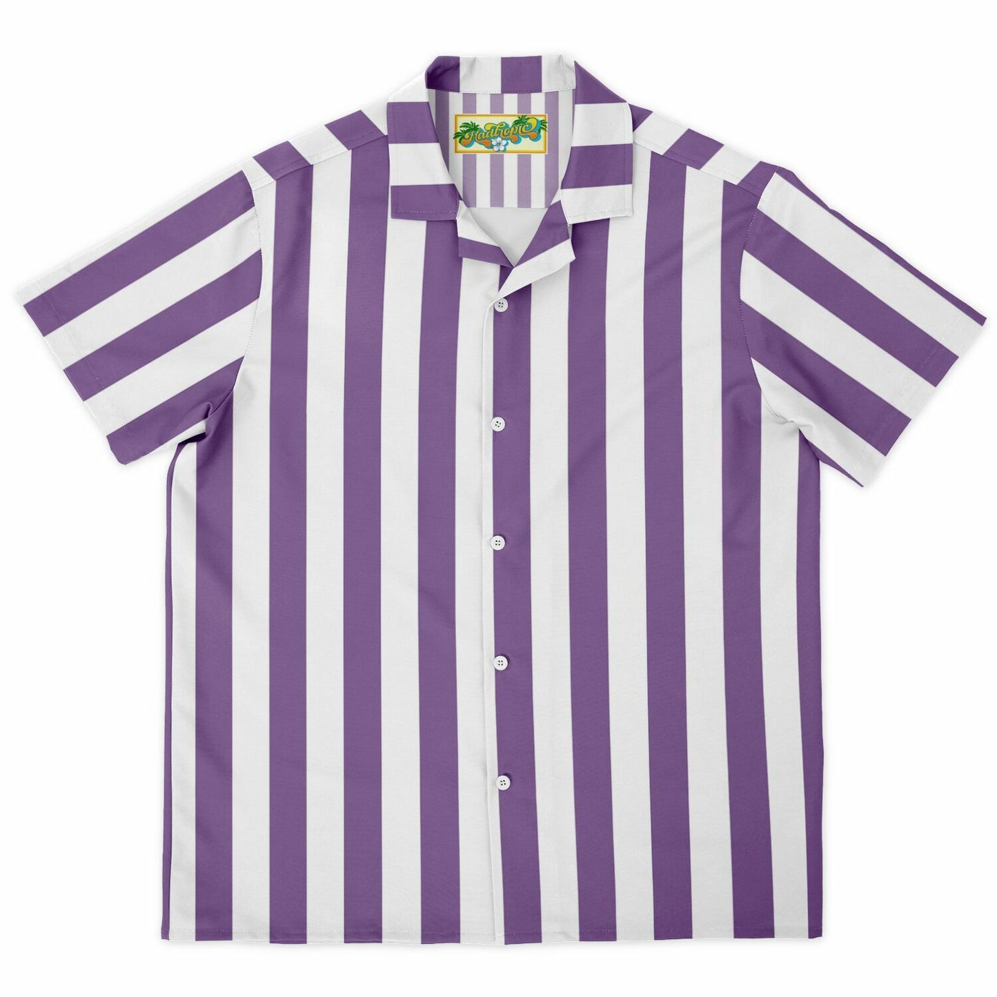 'Beachboy Orchid' Striped Short Sleeve Button-Down Shirt