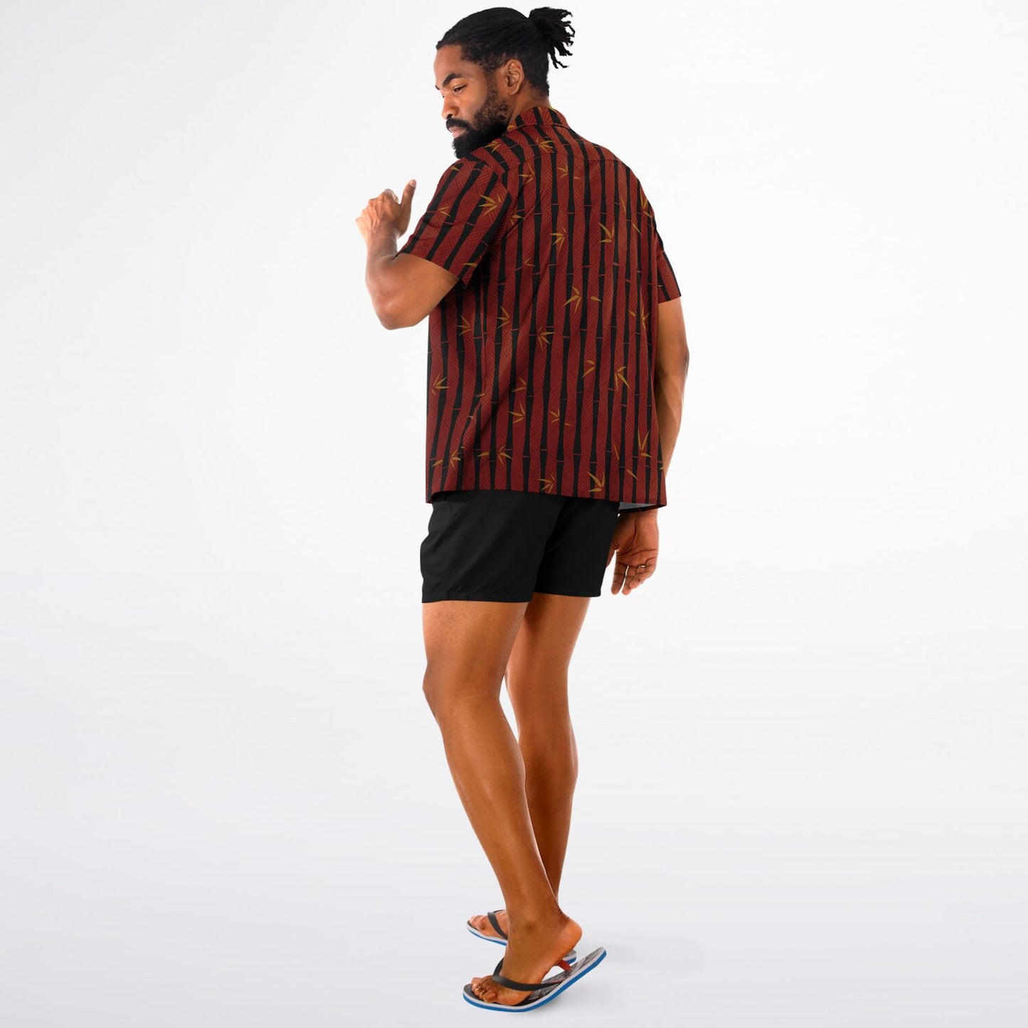 'Bamboo Black' Short Sleeve Button-Down Shirt