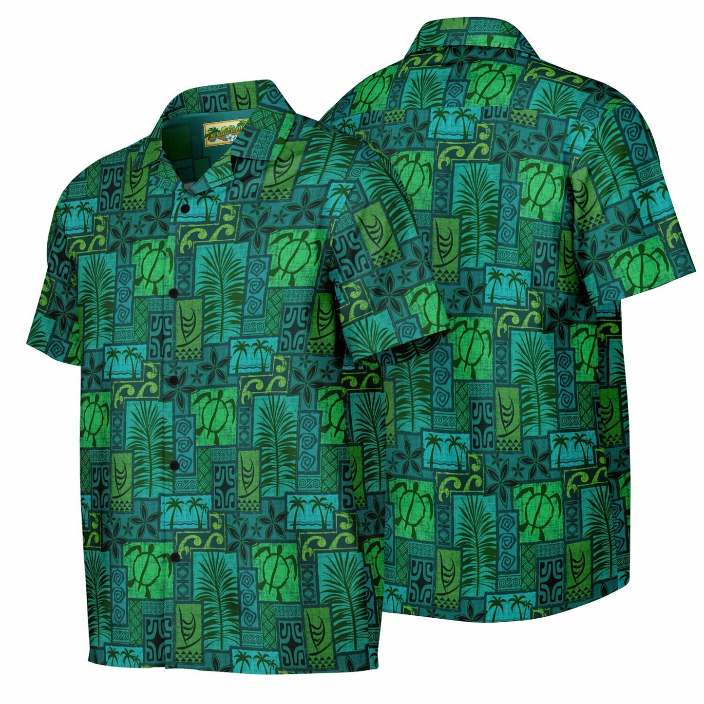 Moku Malihini Green Forest Short Sleeve Button-Down Shirt - AOP