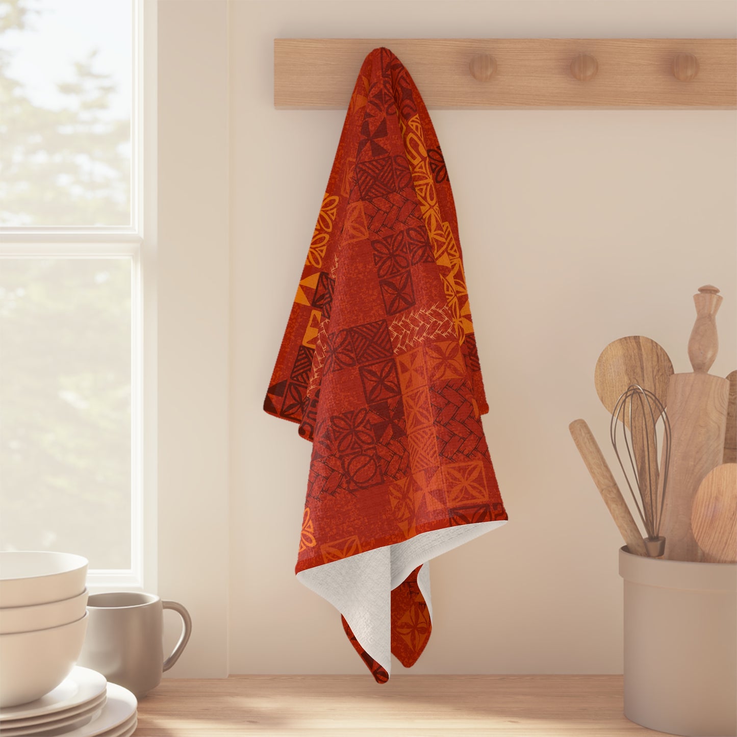 Tapa Tuesday Red Soft Tea Towel