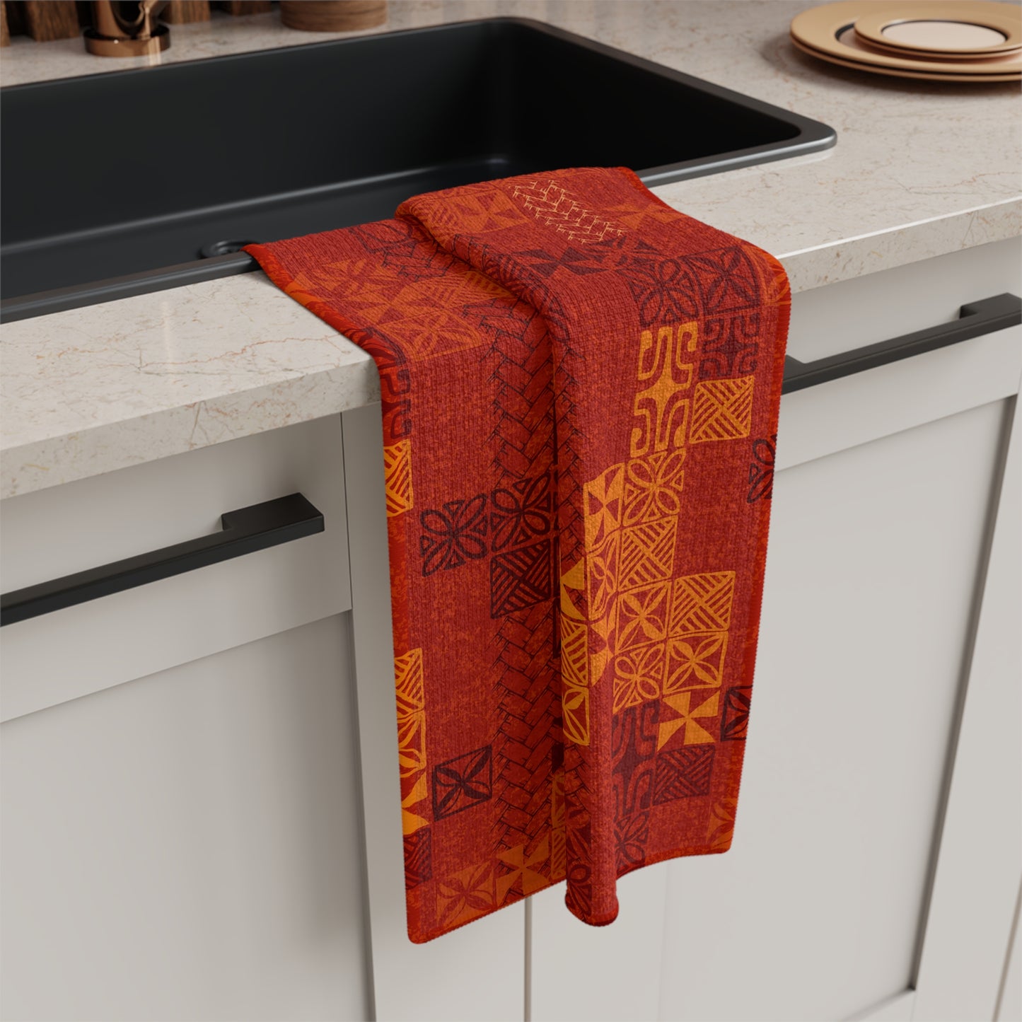 Tapa Tuesday Red Soft Tea Towel