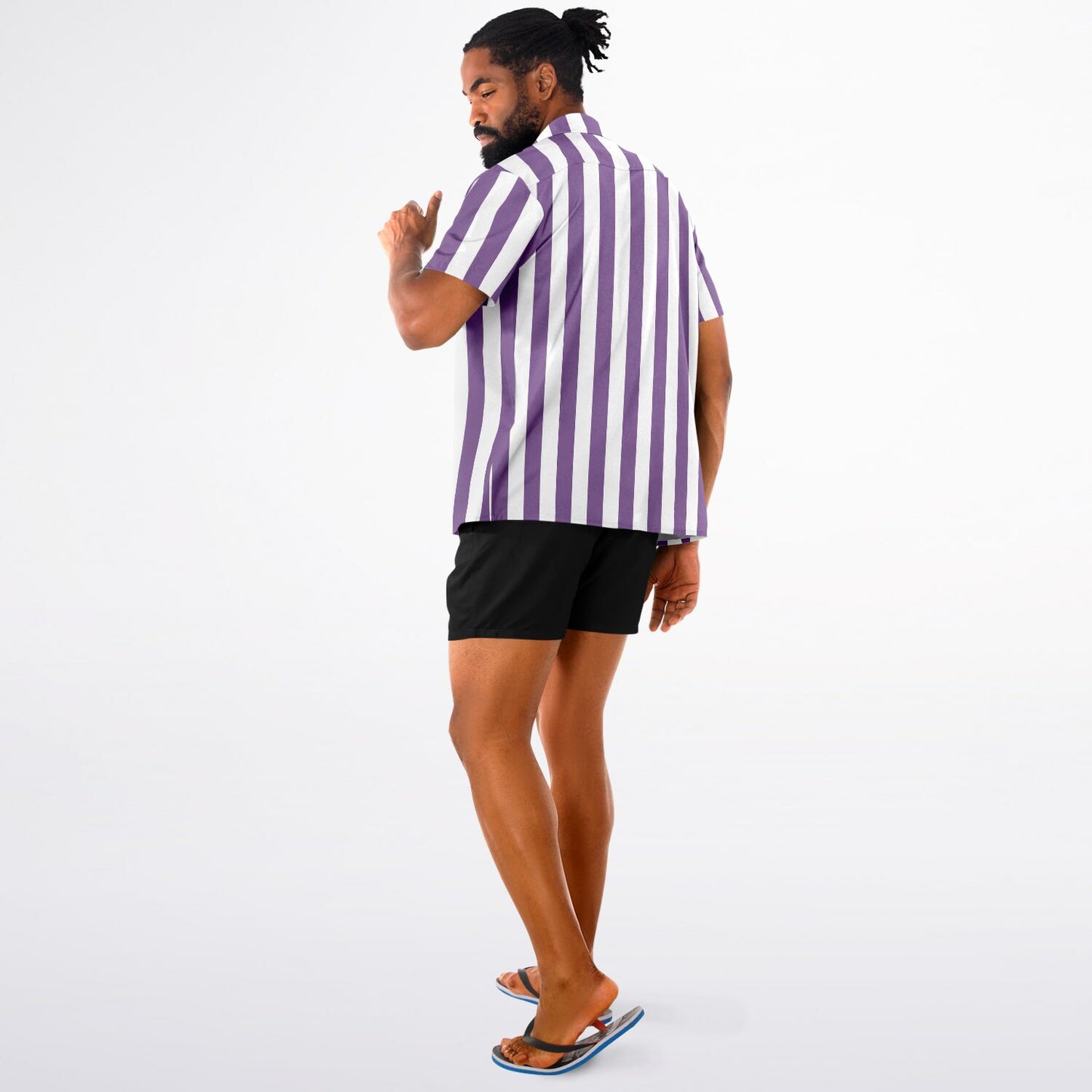 'Beachboy Orchid' Striped Short Sleeve Button-Down Shirt
