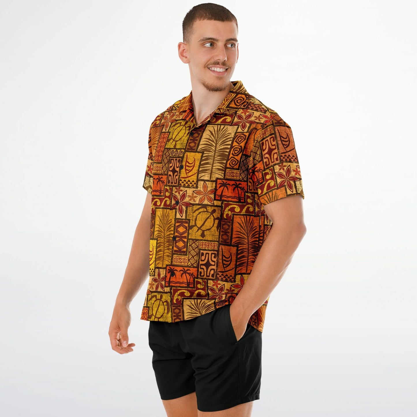 Moku Malihini Pele Sunset Short Sleeve Button-Down Shirt