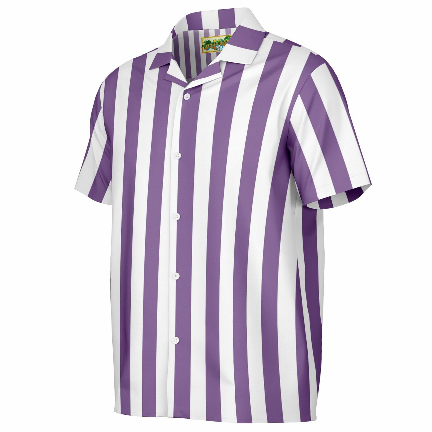 'Beachboy Orchid' Striped Short Sleeve Button-Down Shirt
