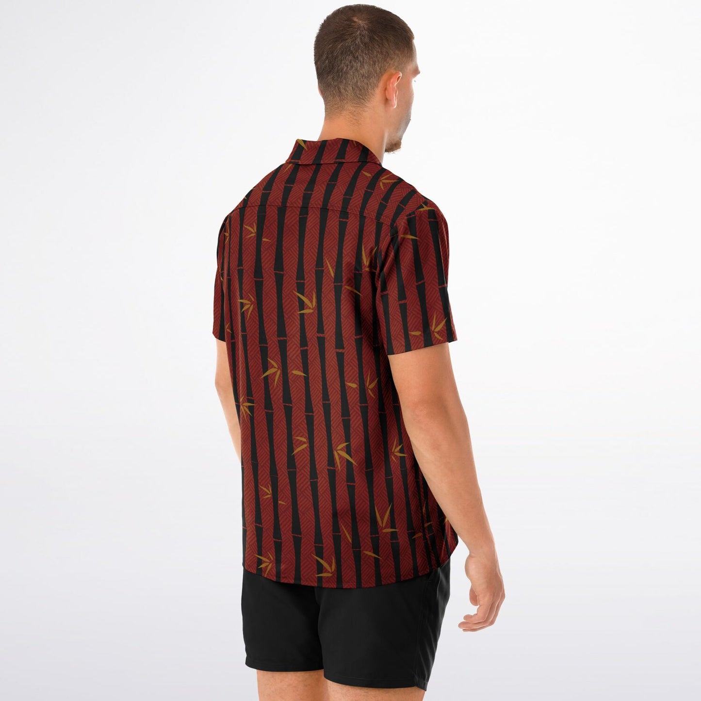 'Bamboo Black' Short Sleeve Button-Down Shirt