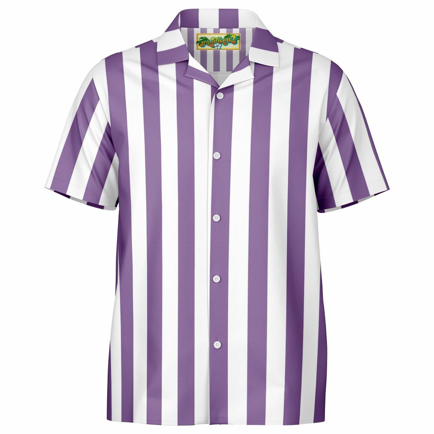 'Beachboy Orchid' Striped Short Sleeve Button-Down Shirt