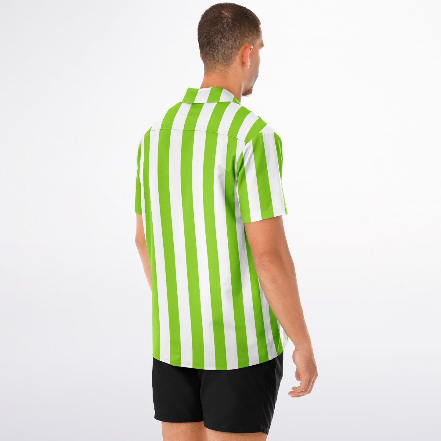 'Beachboy Green' Striped Short Sleeve Button-Down Shirt