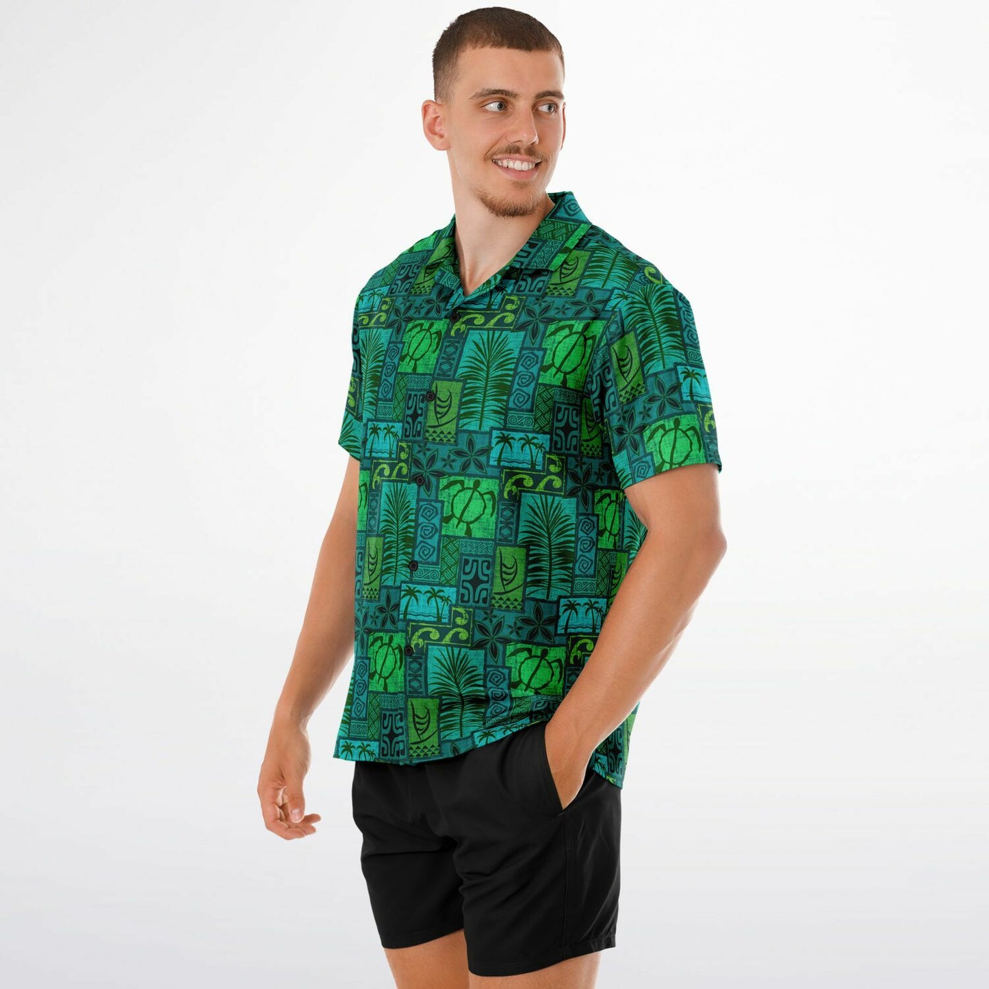 Moku Malihini Green Forest Short Sleeve Button-Down Shirt - AOP