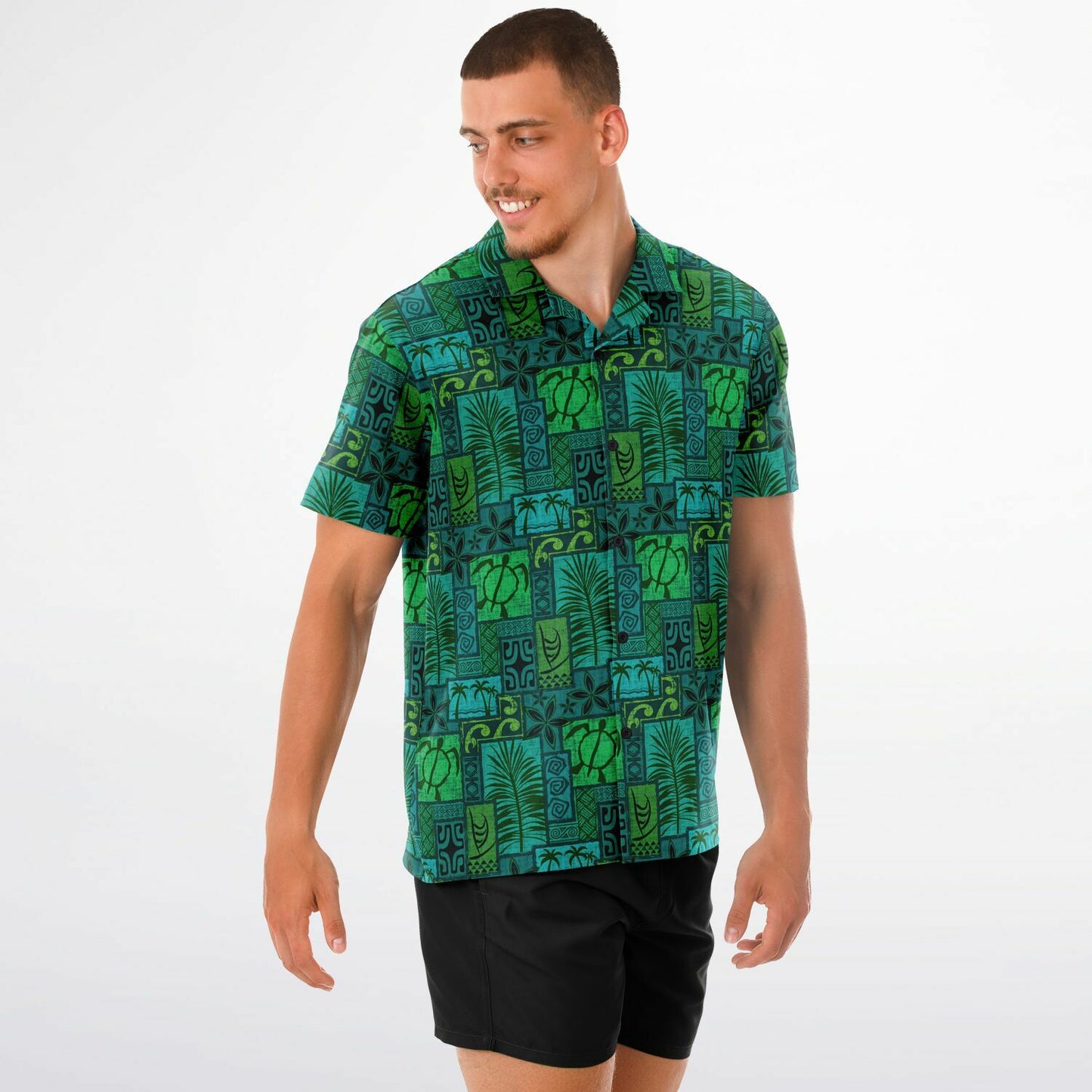 Moku Malihini Green Forest Short Sleeve Button-Down Shirt - AOP