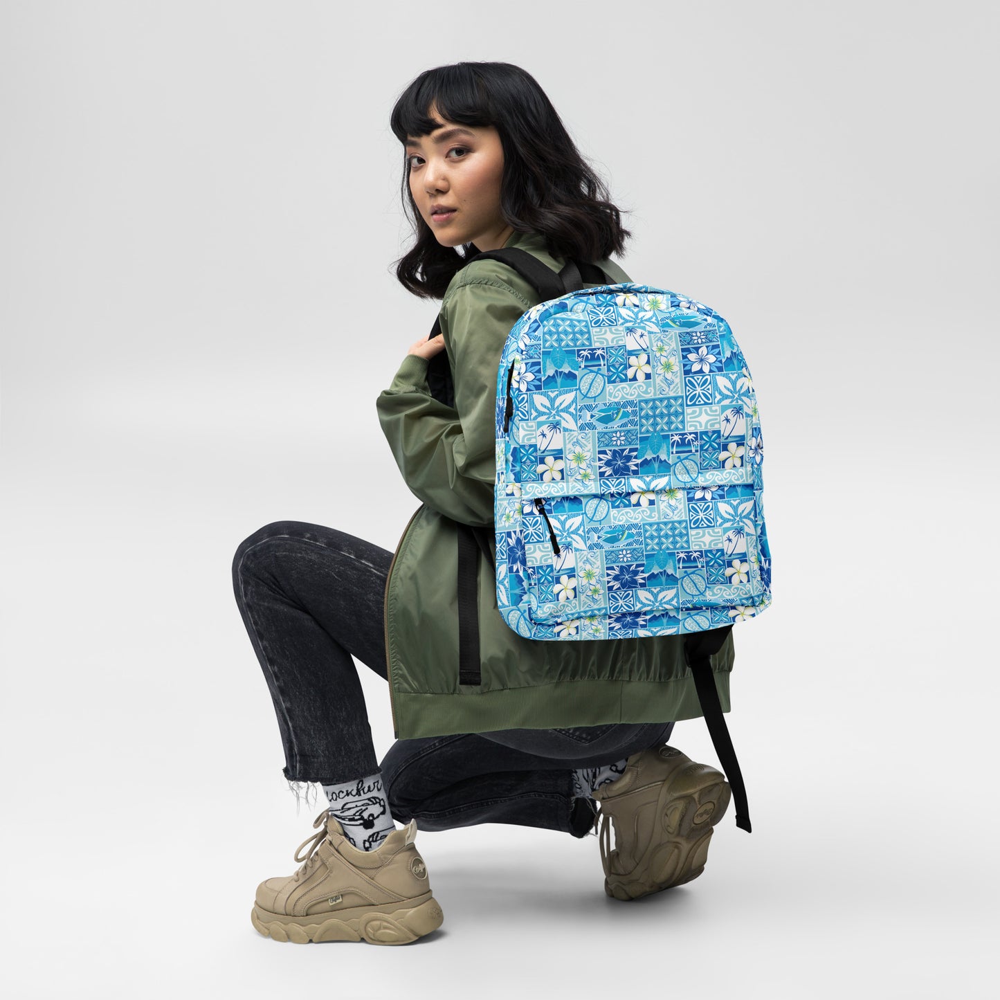 Blue Hawaiian Motif Backpack