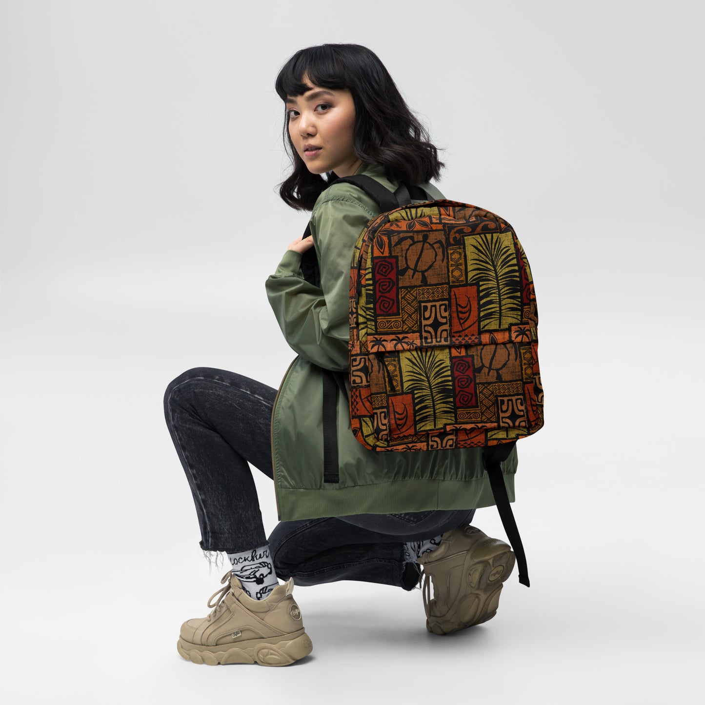 Moku Malihini on Black Backpack