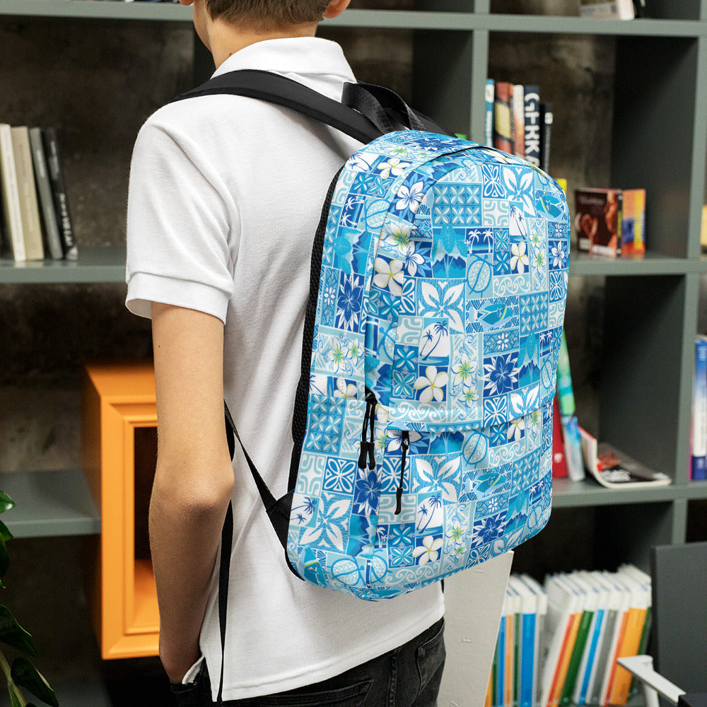 Blue Hawaiian Motif Backpack