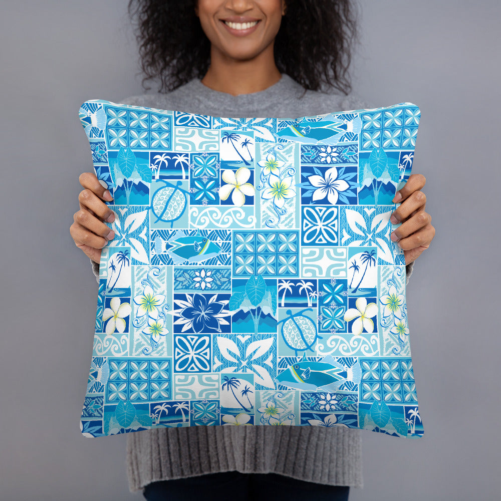 Hawaiian Blue Motif Basic Pillow
