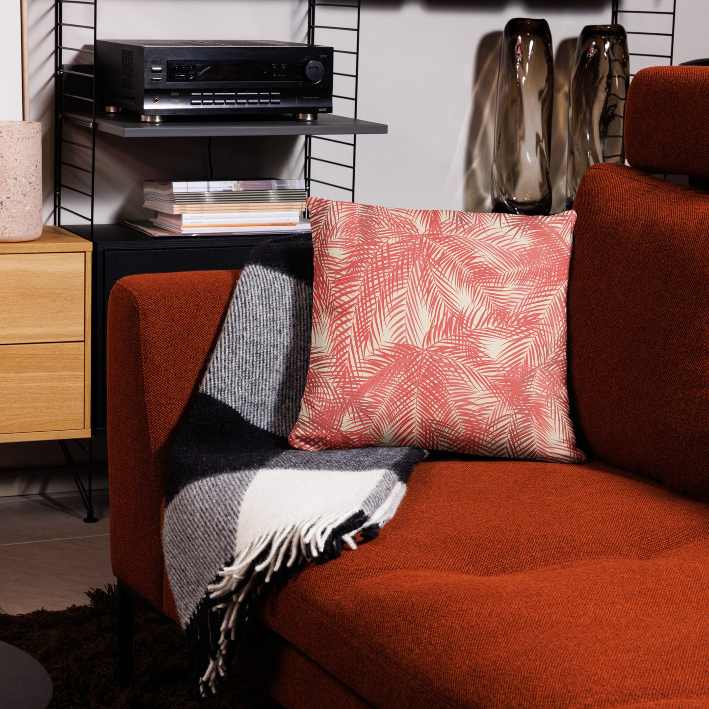 Frond Memories (coral) Basic Pillow