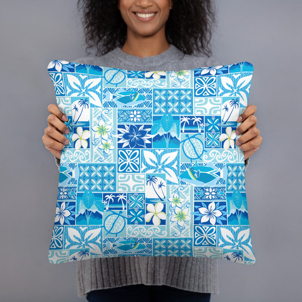 Hawaiian Blue Motif Basic Pillow