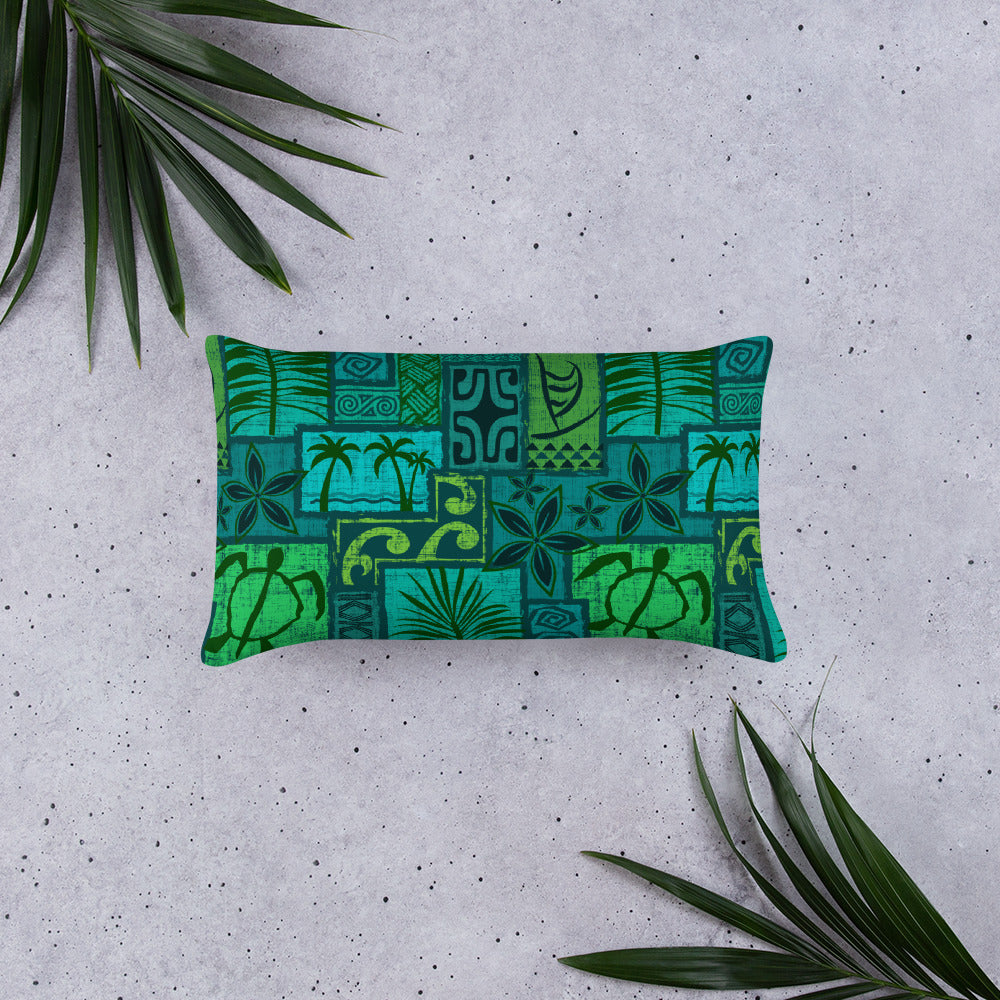 Moku Malihini on Blue Basic Pillow