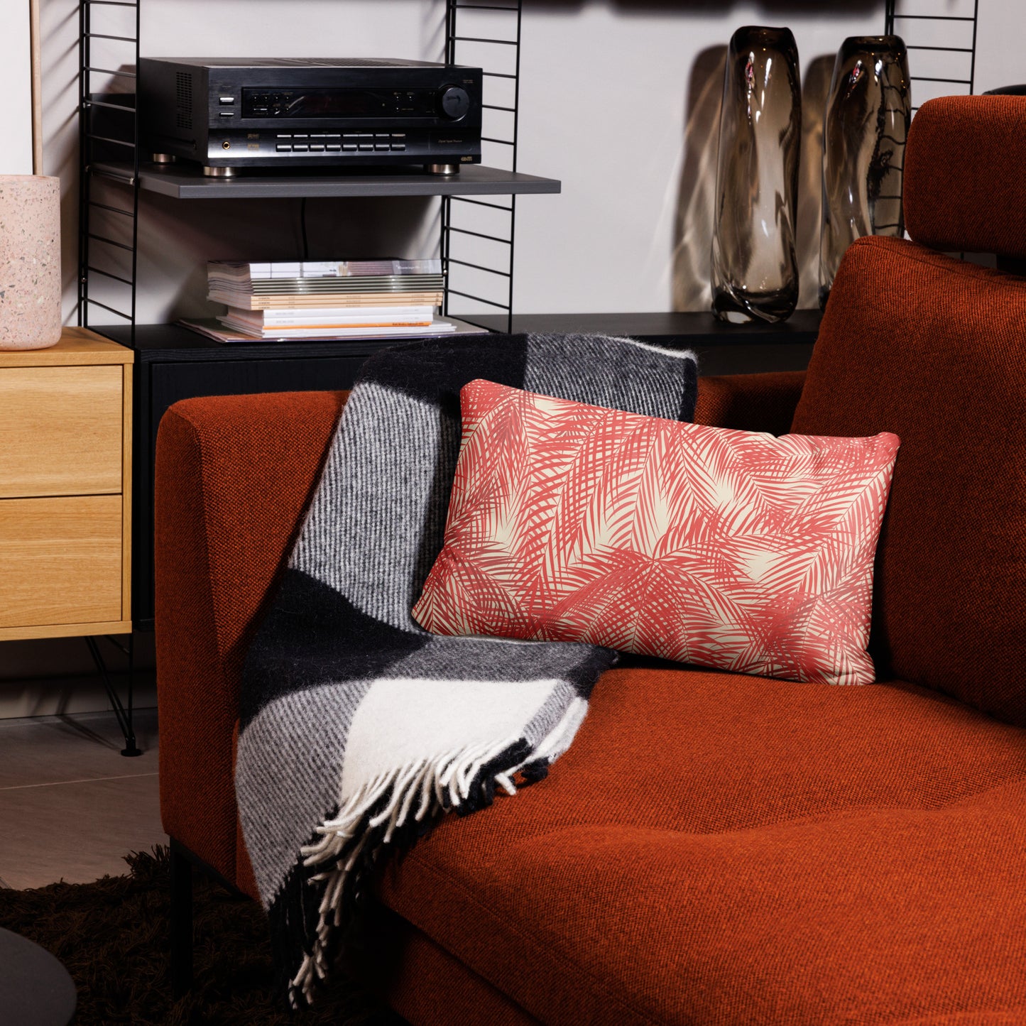 Frond Memories (coral) Basic Pillow