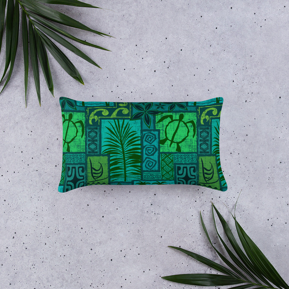 Moku Malihini on Blue Basic Pillow