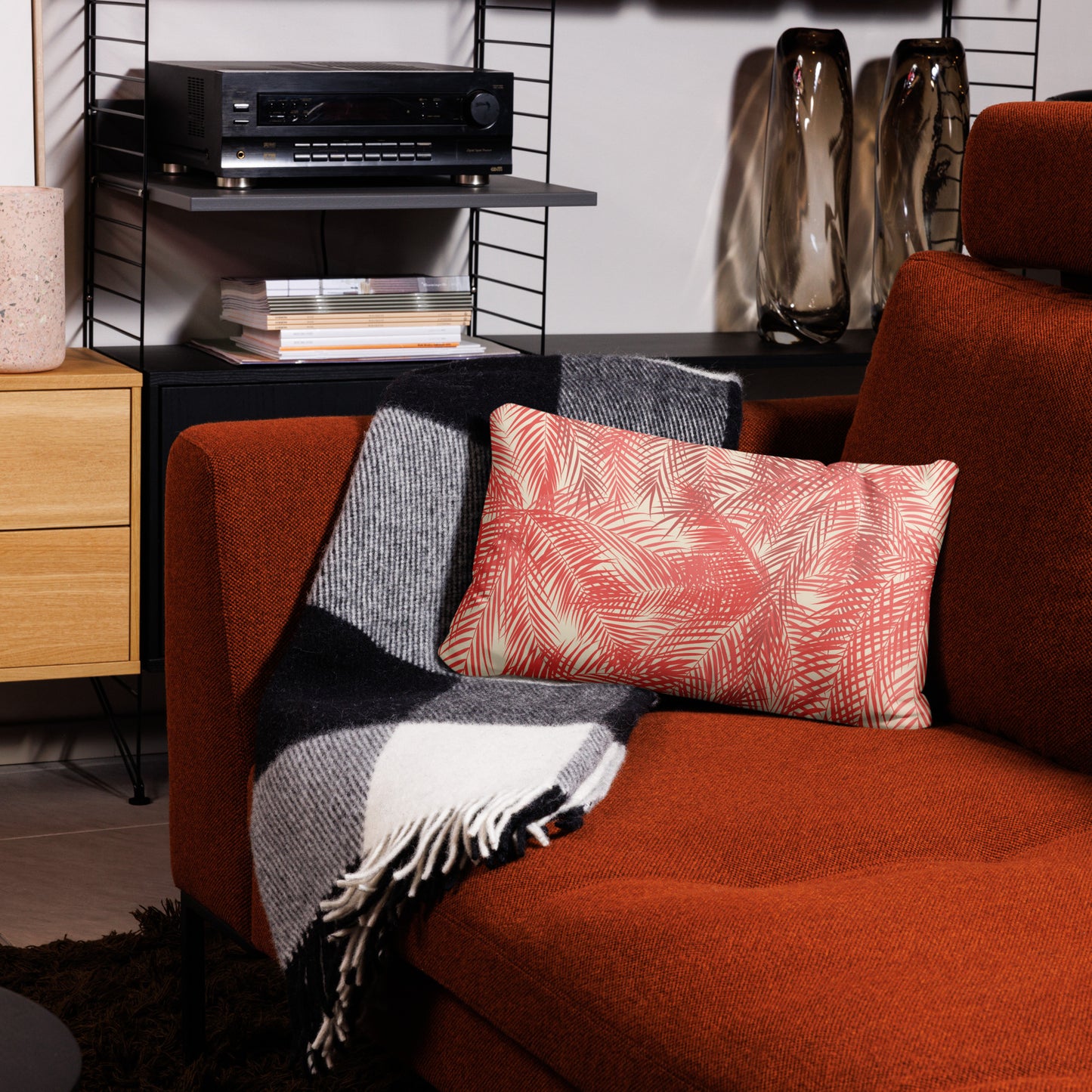 Frond Memories (coral) Basic Pillow