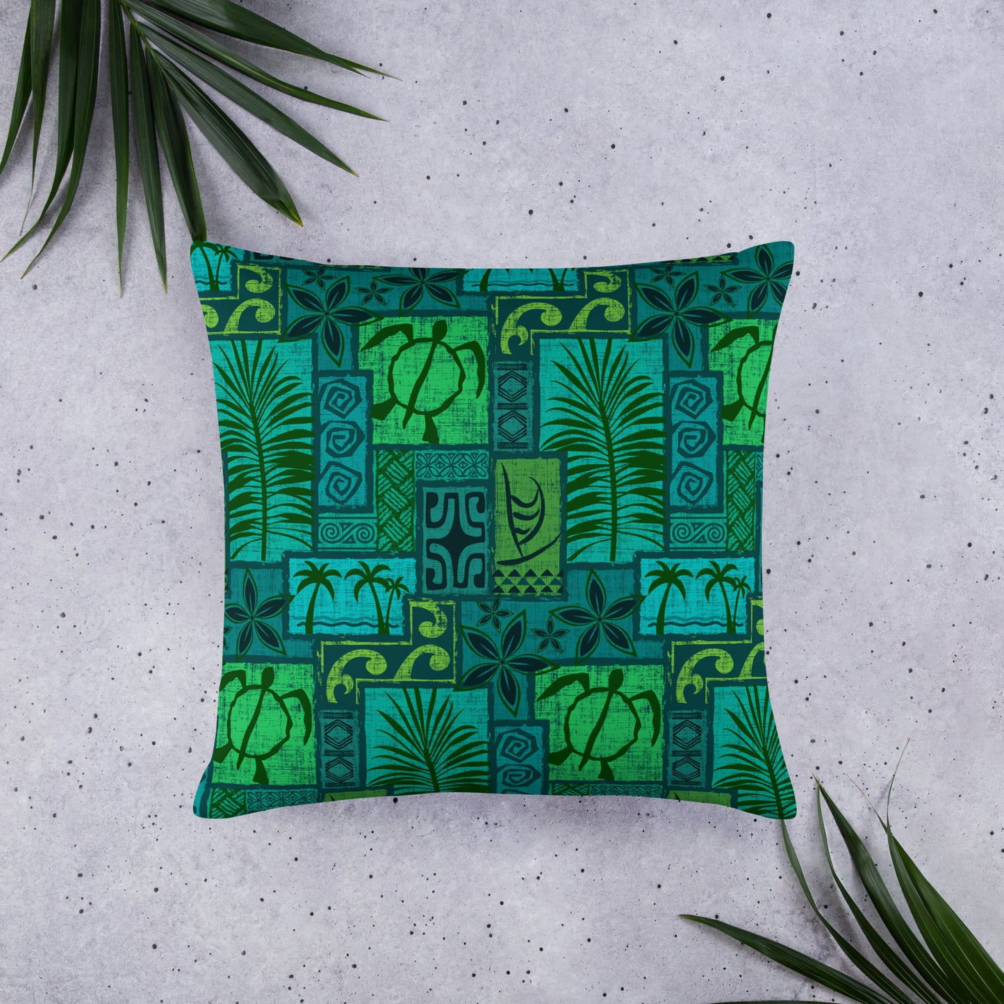 Moku Malihini on Blue Basic Pillow