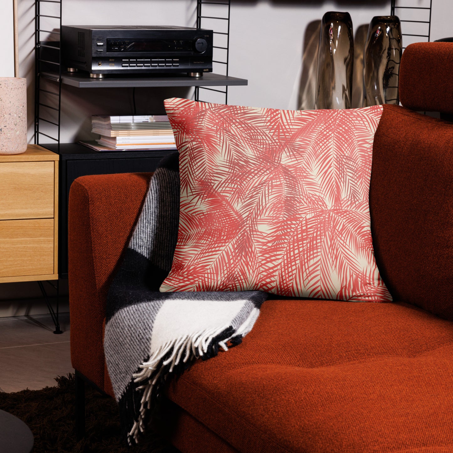 Frond Memories (coral) Basic Pillow