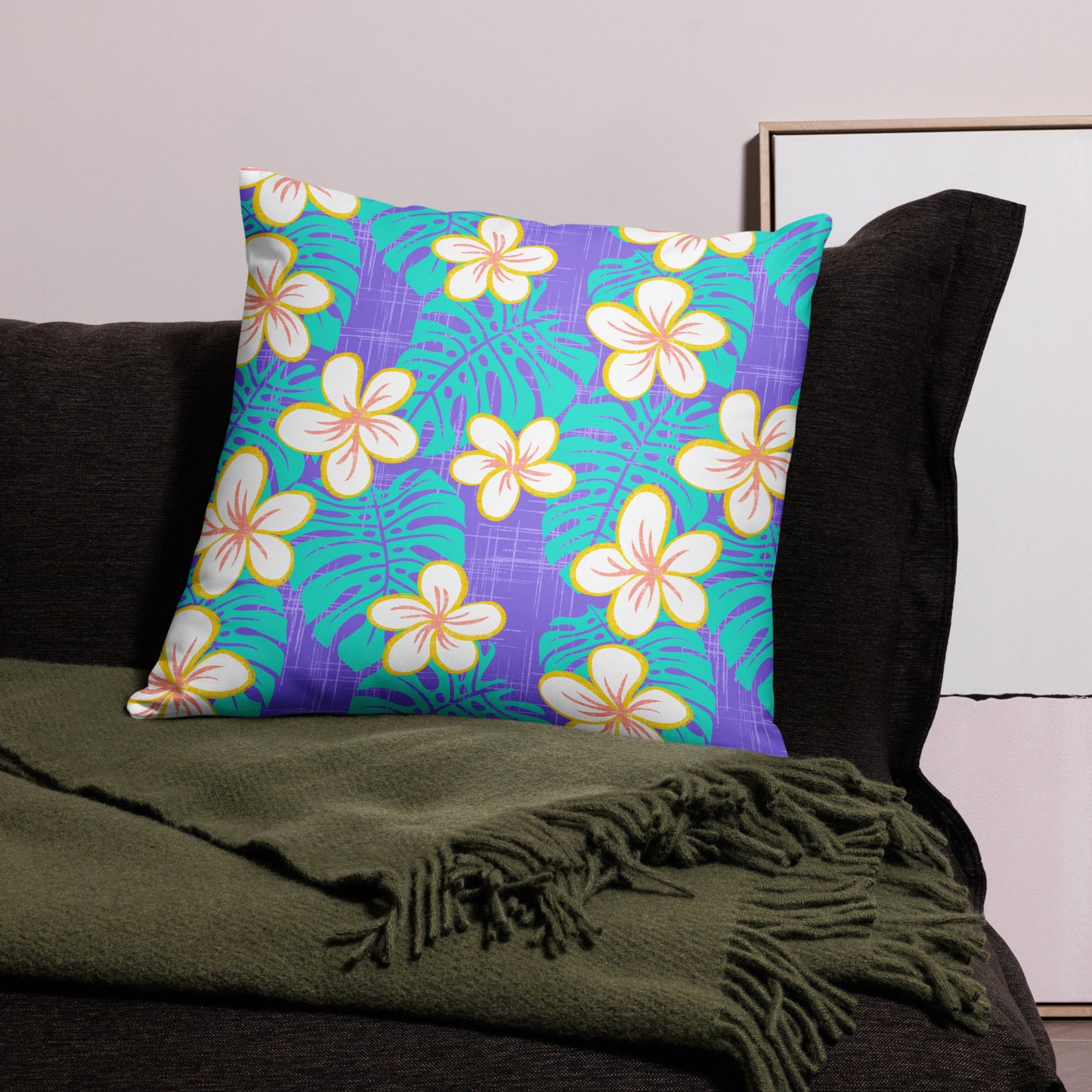 Garden's Edge Ube Blue Basic Pillow