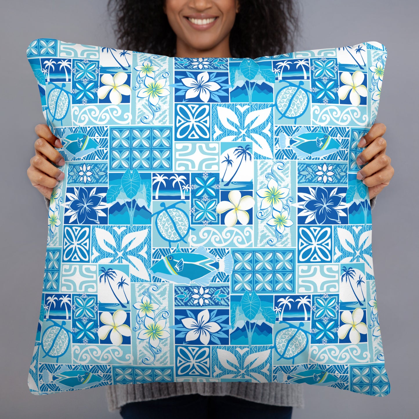 Hawaiian Blue Motif Basic Pillow