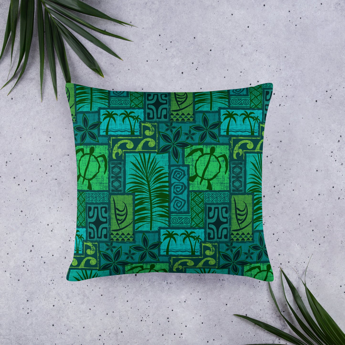 Moku Malihini on Blue Basic Pillow