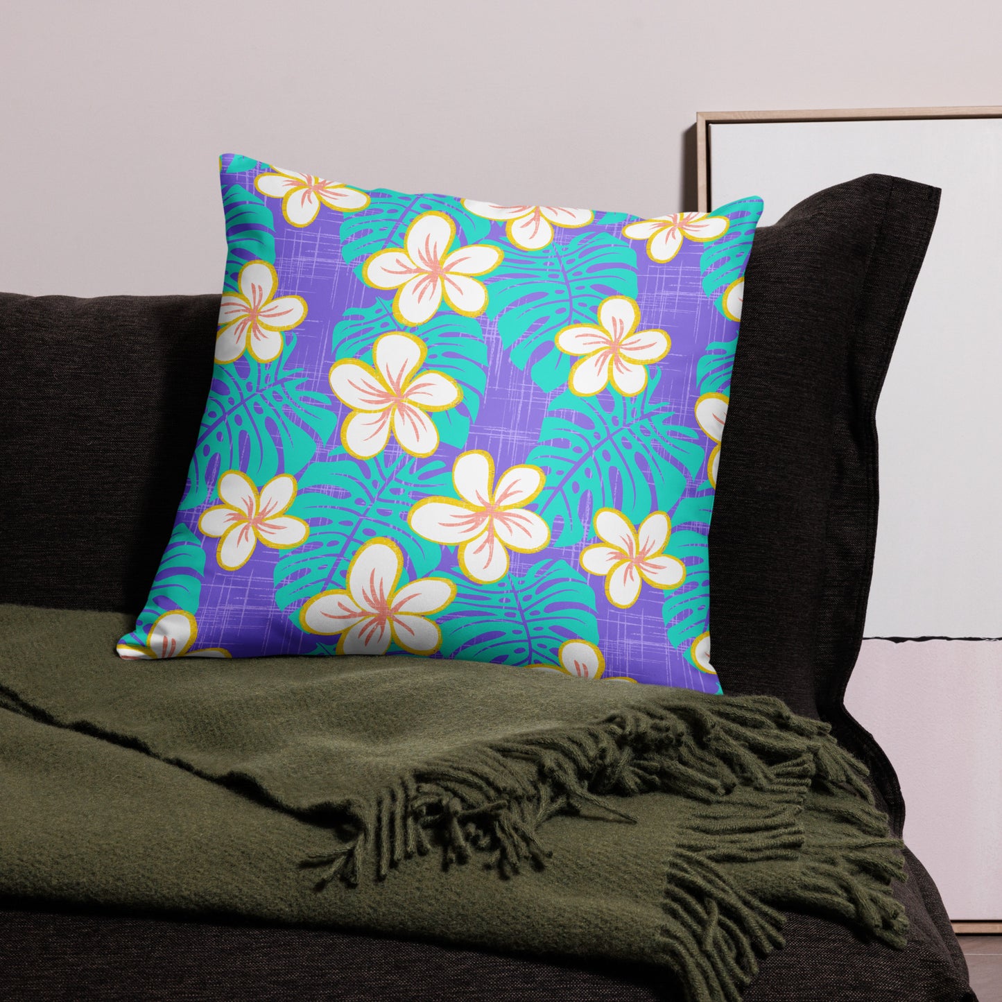 Garden's Edge Ube Blue Basic Pillow