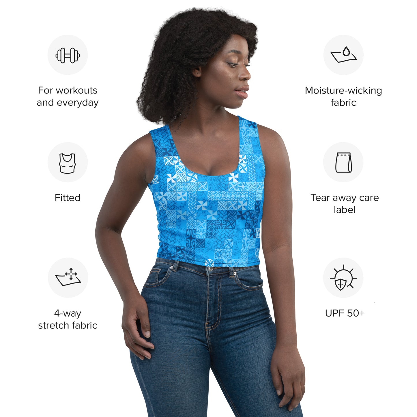 Tapa Tuesday Blue Crop Top