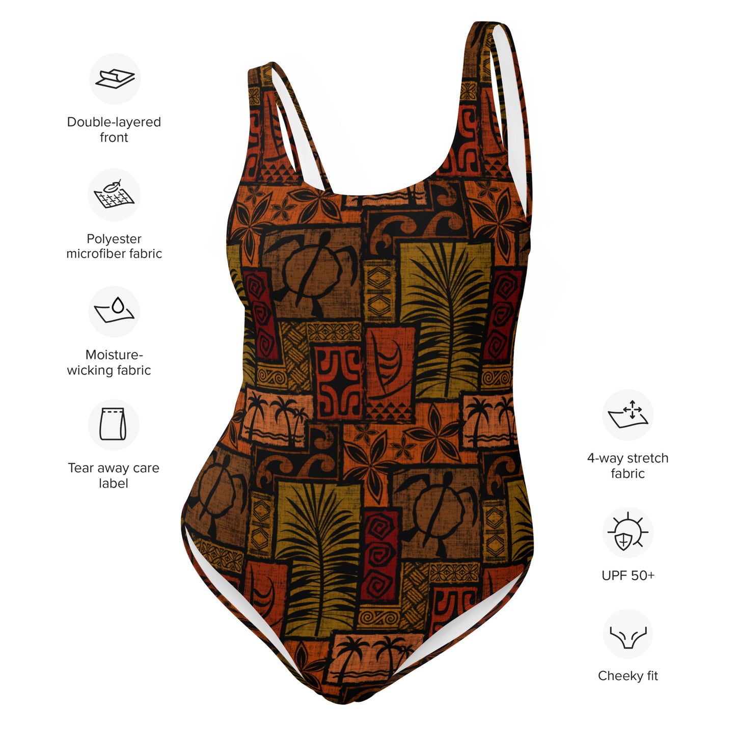 Moku Malihini on black One-Piece Swimsuit