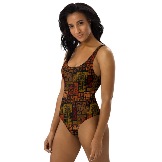 Moku Malihini on black One-Piece Swimsuit