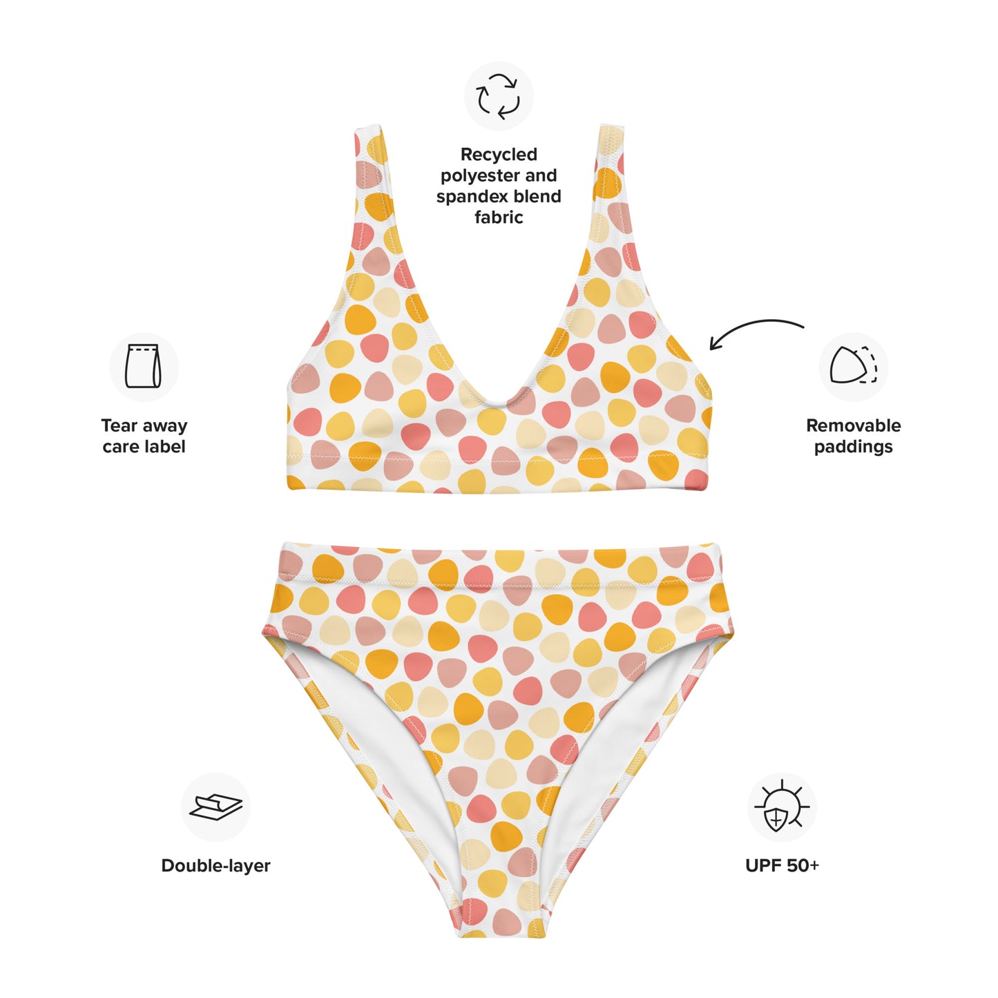 Coral Pebble Recycled high-waisted bikini