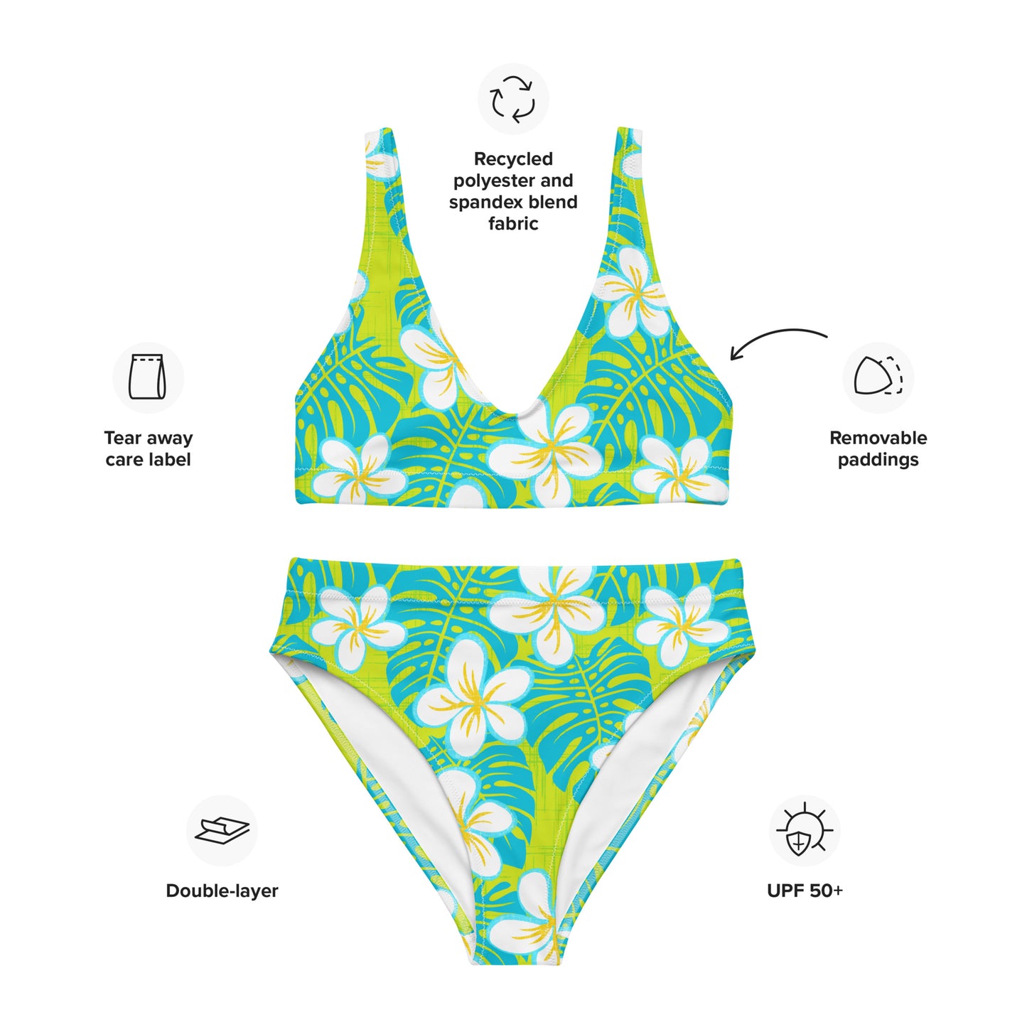 My Blue Heaven Recycled high-waisted bikini