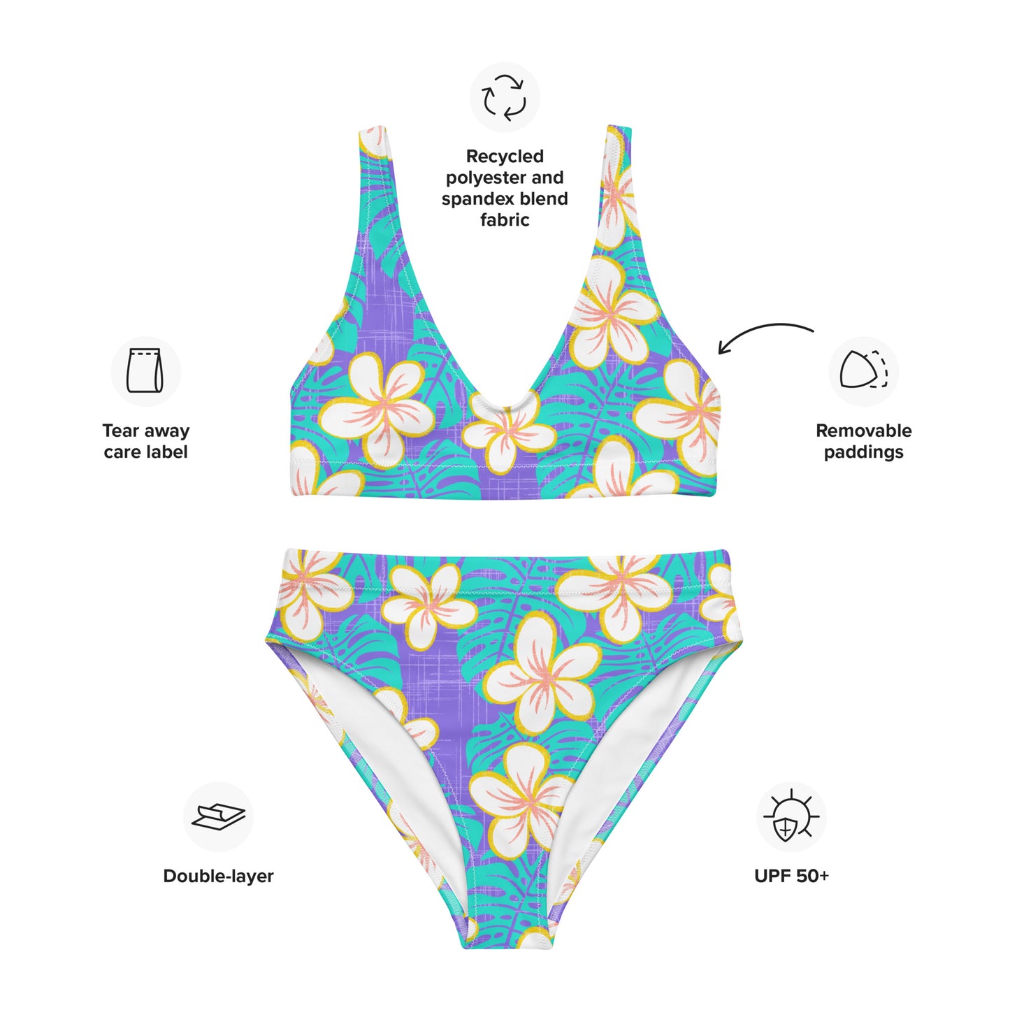 Ube Blue Recycled high-waisted bikini