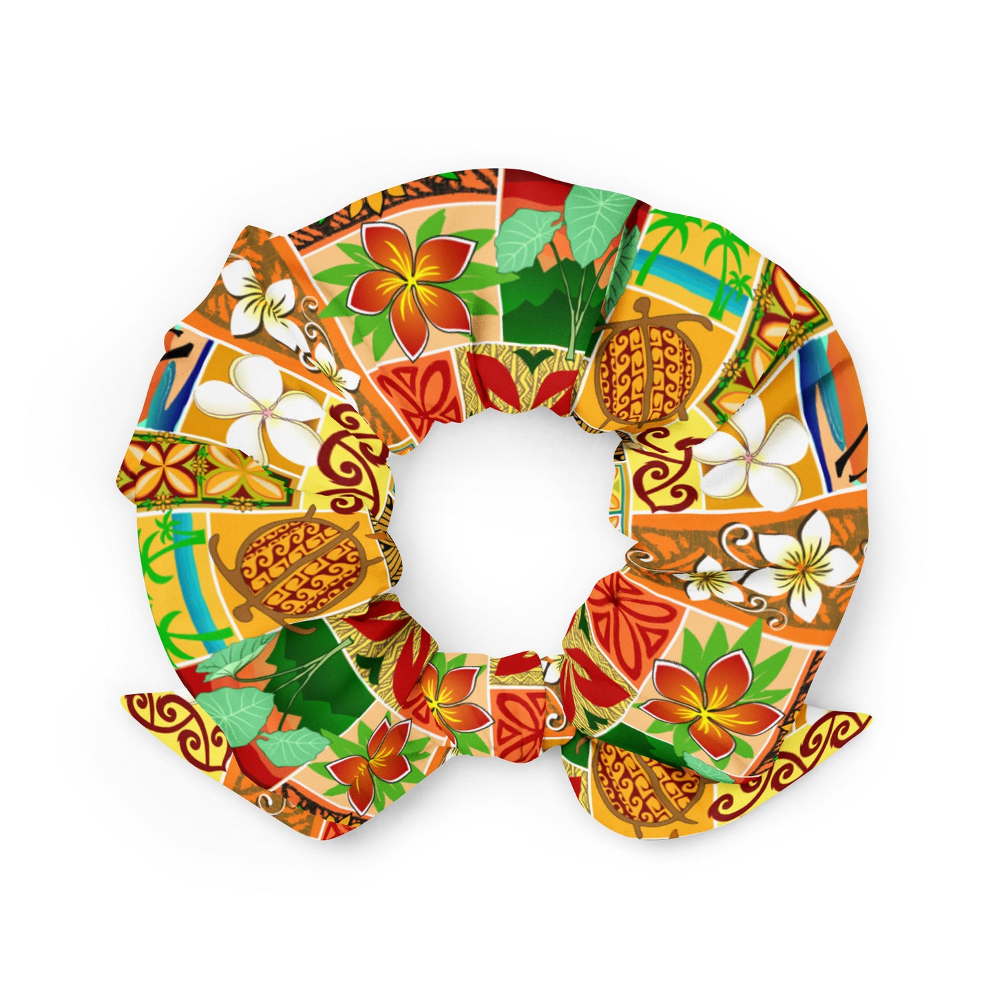 Hawaiian Motif Recycled Scrunchie