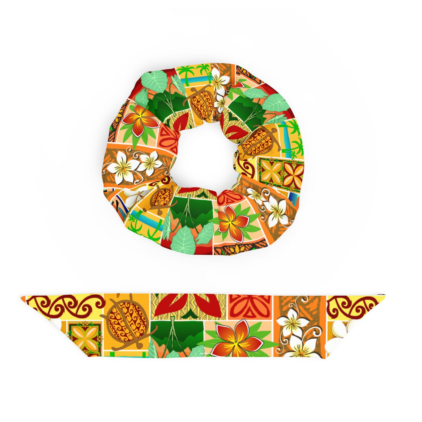 Hawaiian Motif Recycled Scrunchie