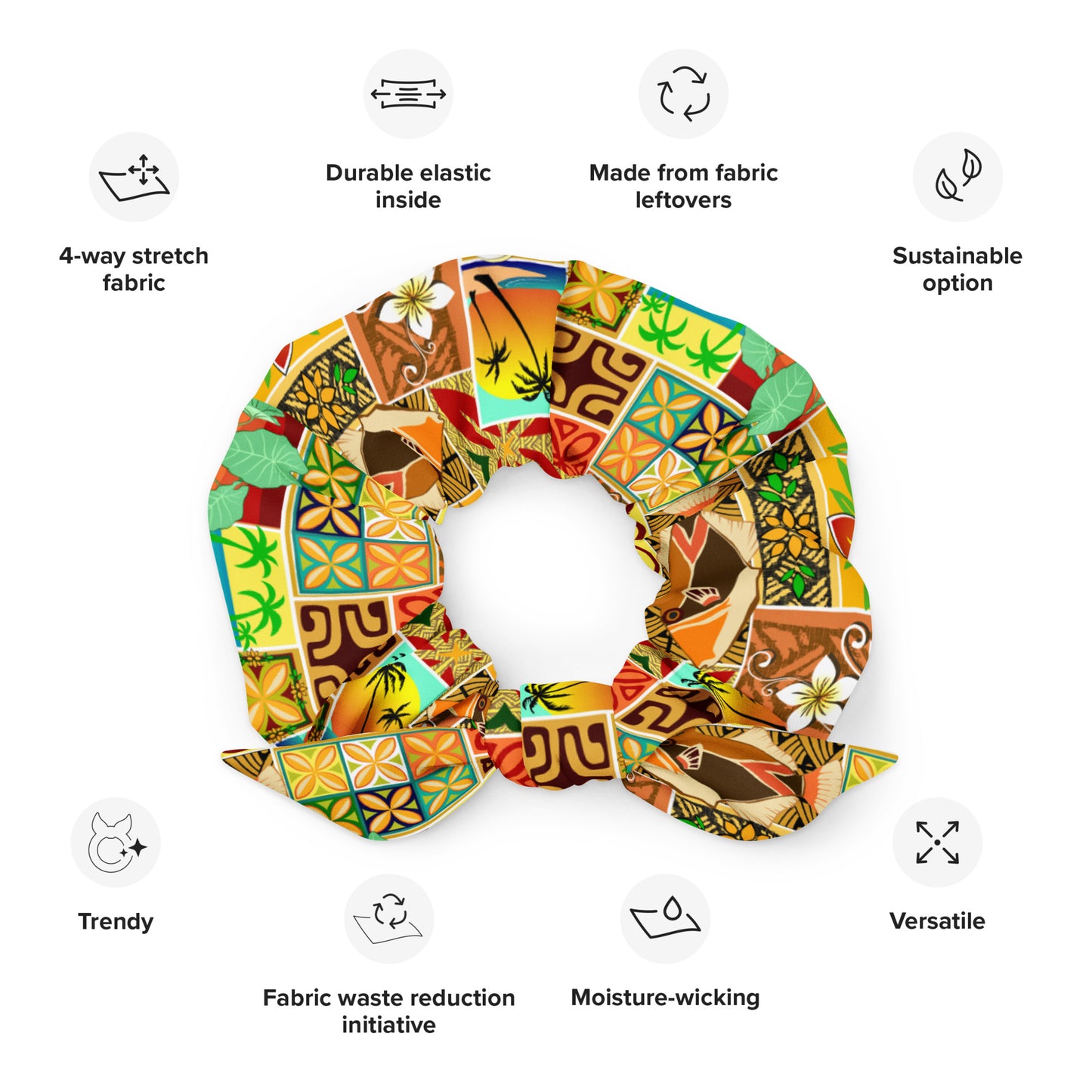 Hawaiian Motif Recycled Scrunchie
