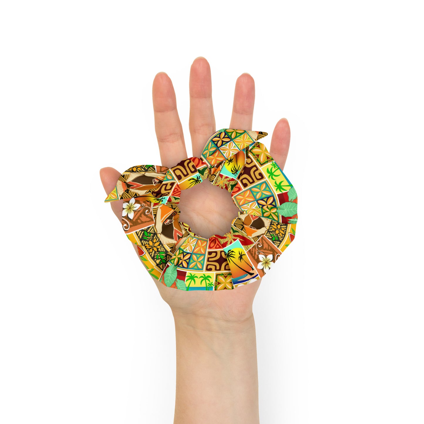 Hawaiian Motif Recycled Scrunchie