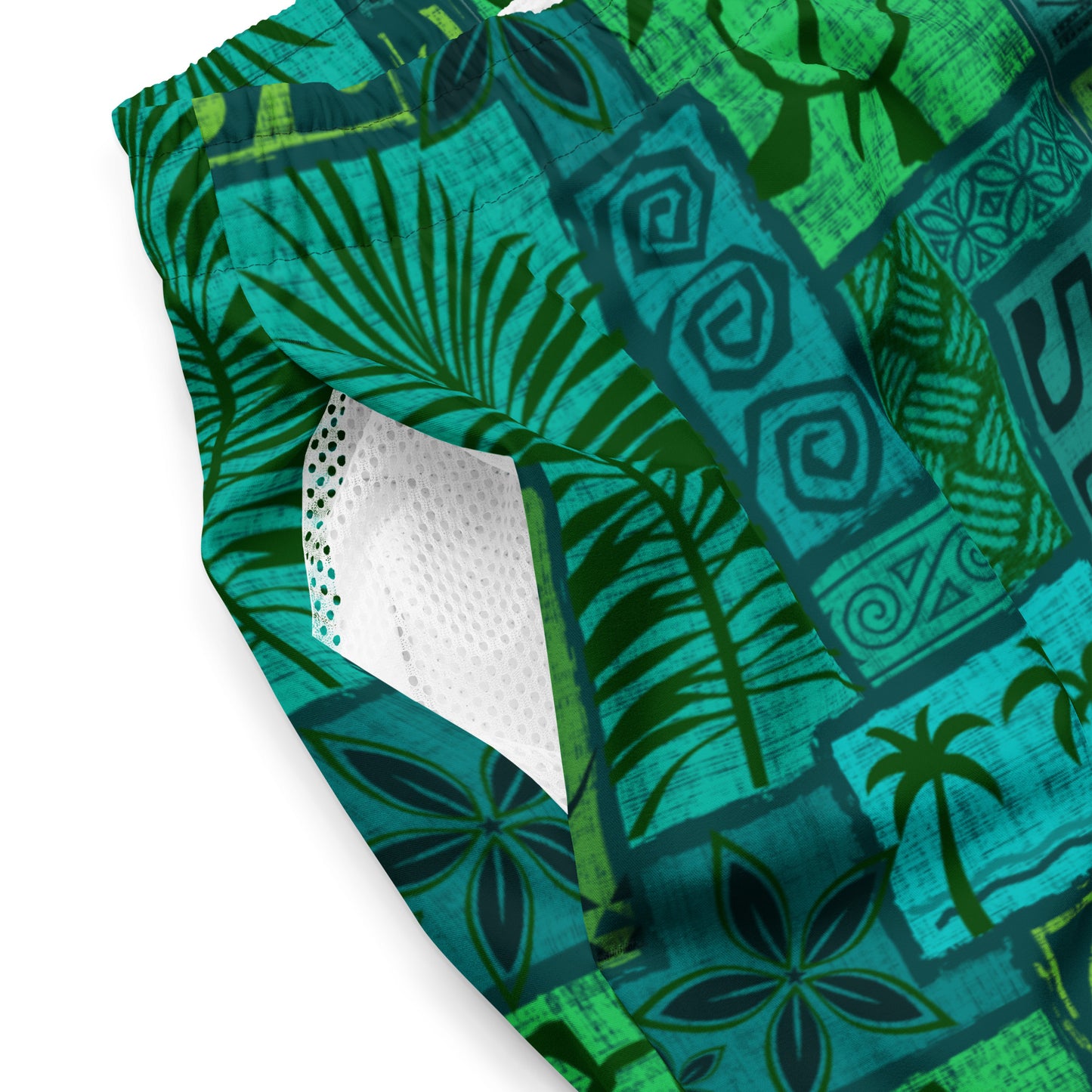 Moku Malihini on blue Men's swim trunks