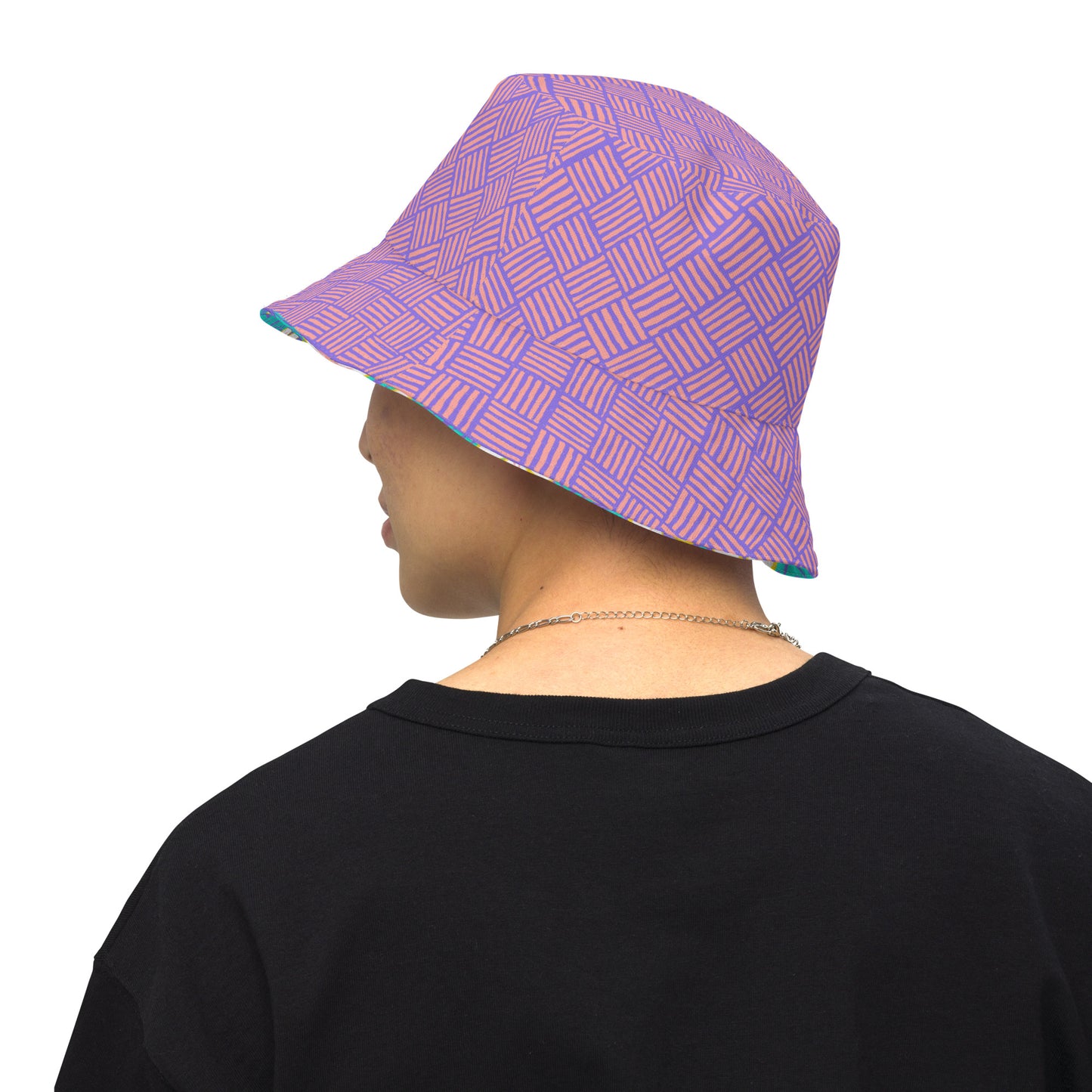 Ube Blue Coral Weave Reversible bucket hat