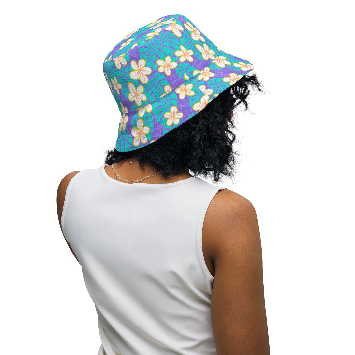 Ube Blue Coral Weave Reversible bucket hat