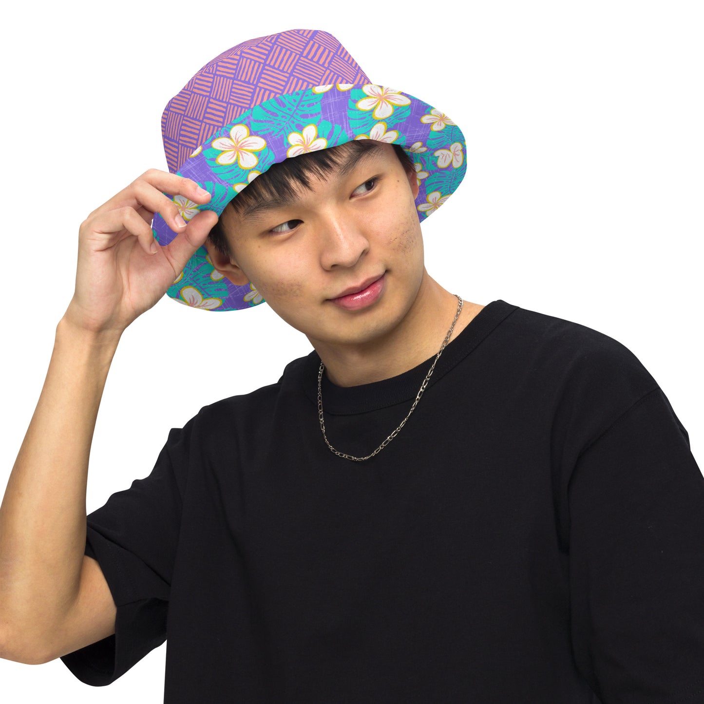 Ube Blue Coral Weave Reversible bucket hat