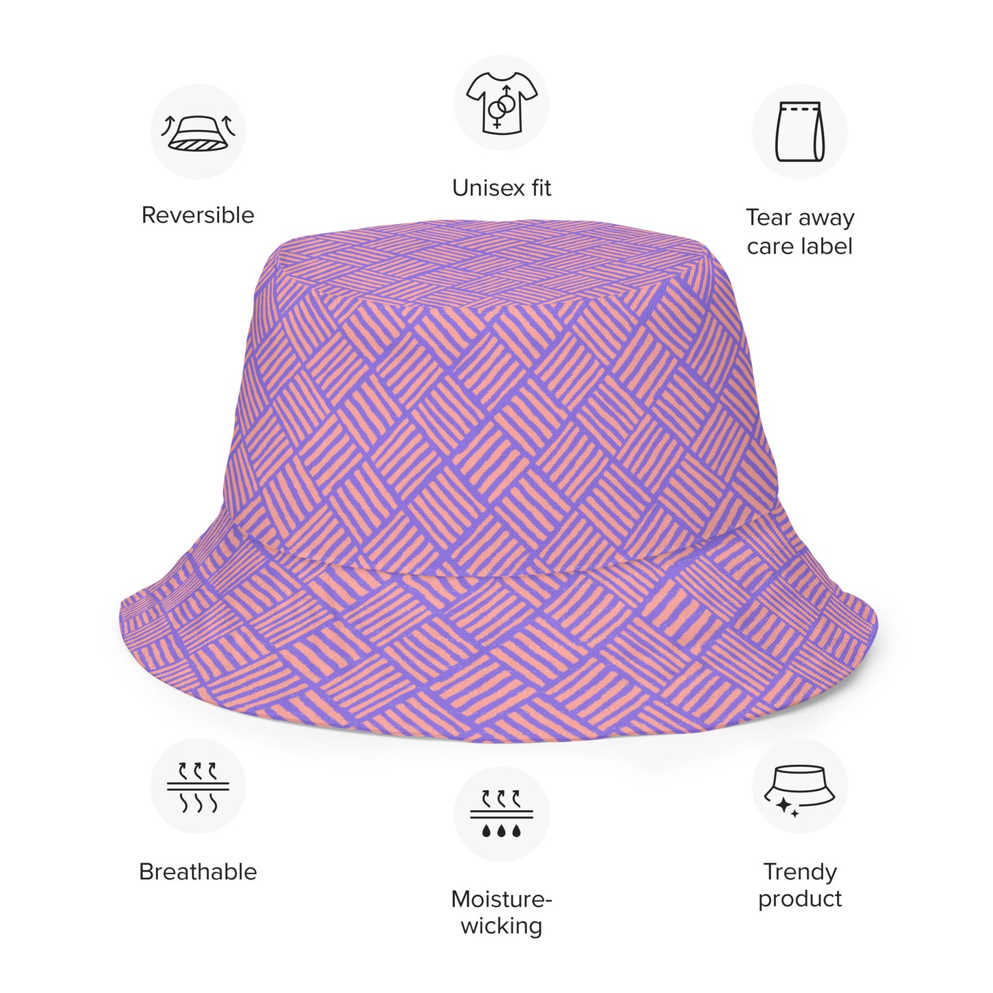 Ube Blue Coral Weave Reversible bucket hat