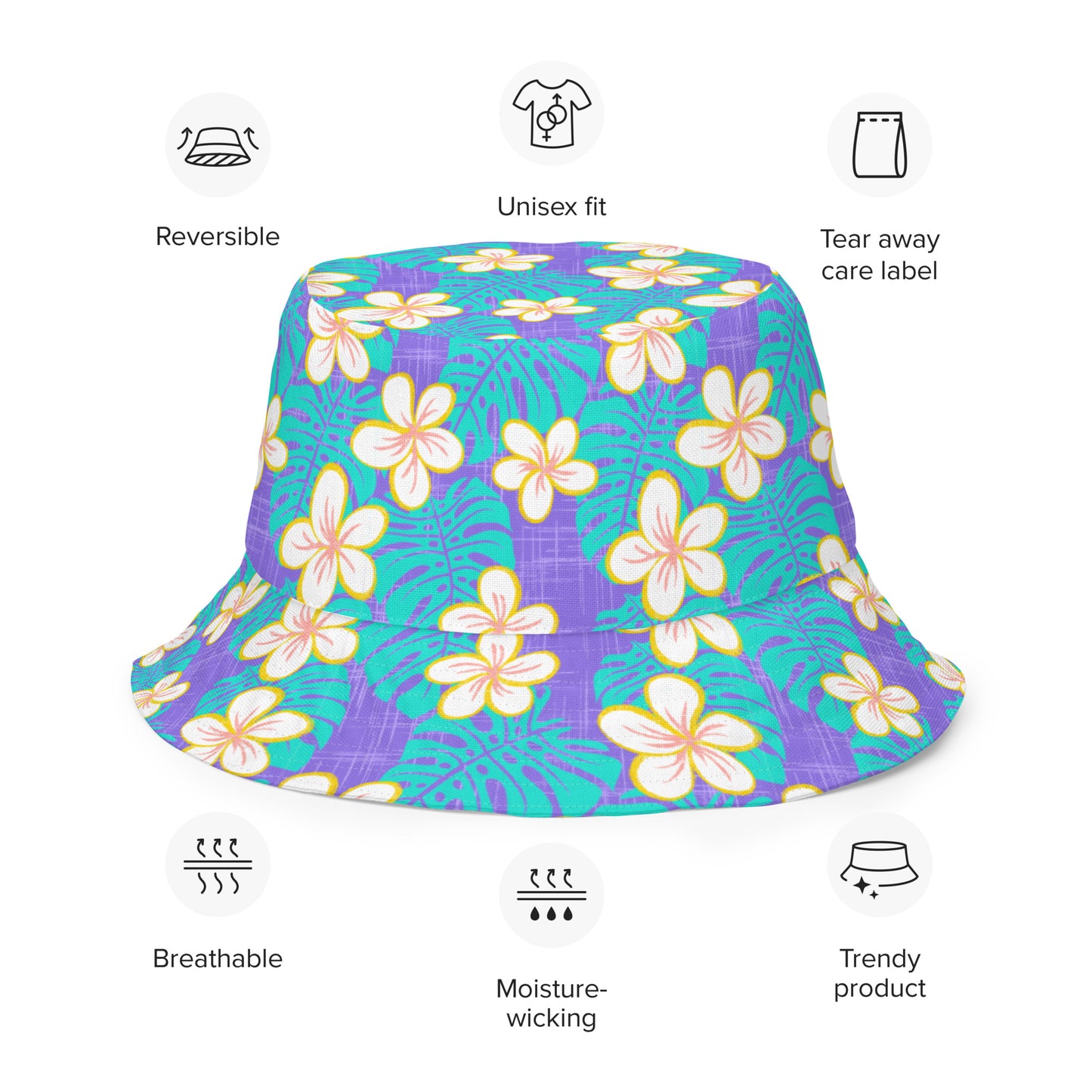 Ube Blue Coral Weave Reversible bucket hat