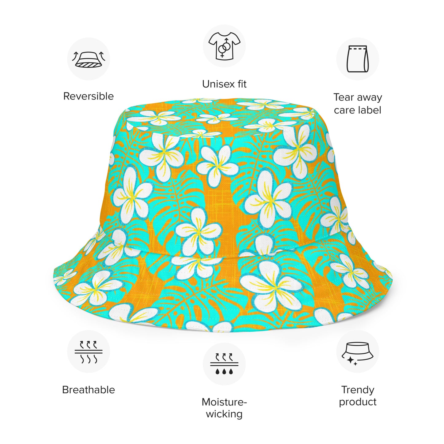 Get Tropical Orange Peel Weave Reversible bucket hat