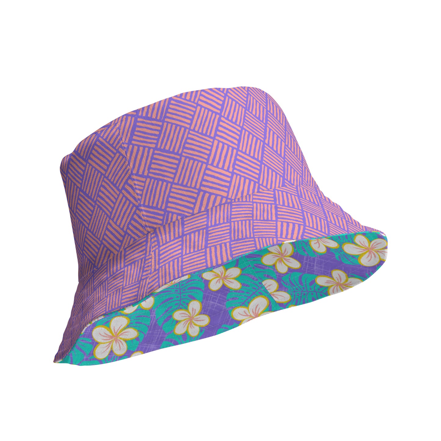 Ube Blue Coral Weave Reversible bucket hat