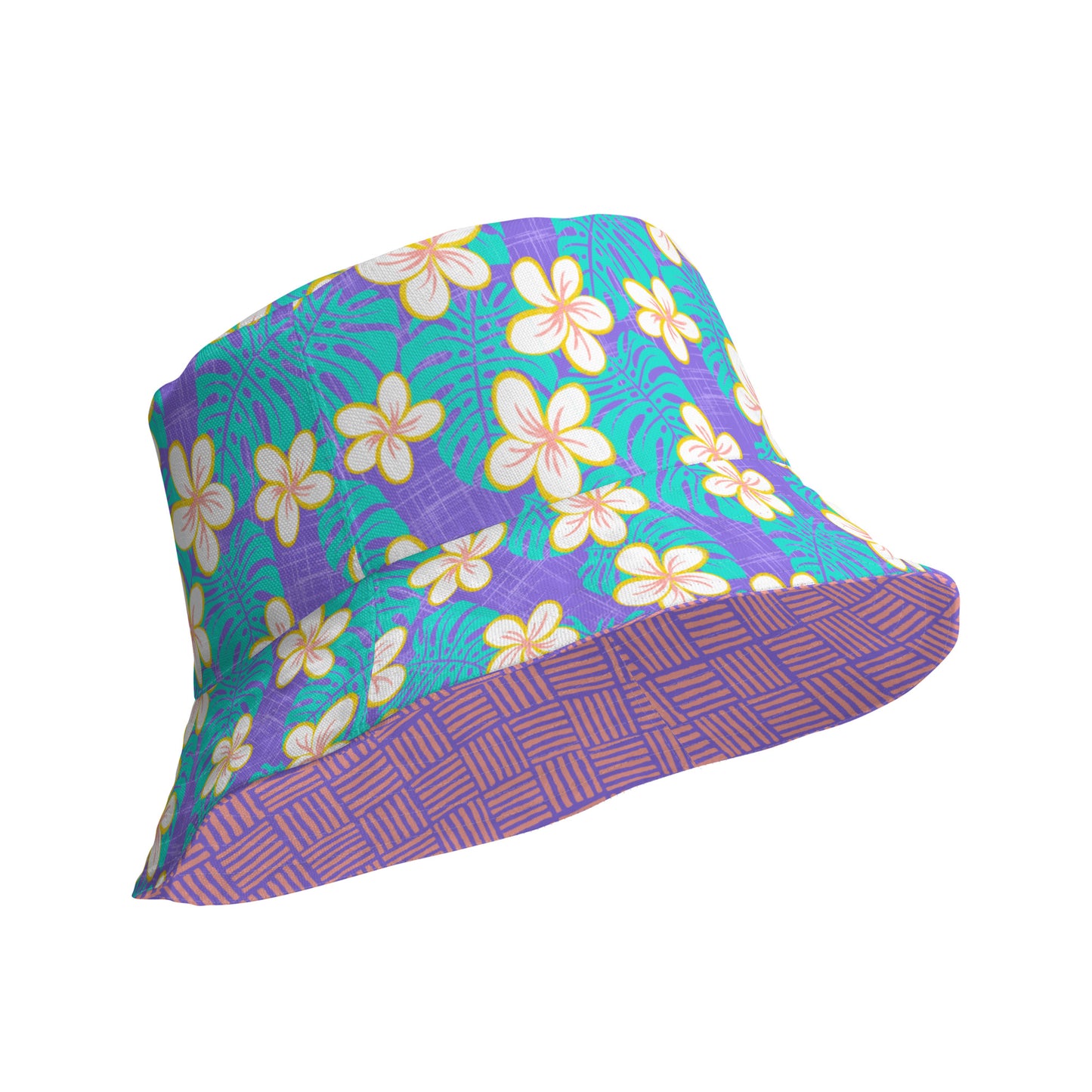 Ube Blue Coral Weave Reversible bucket hat