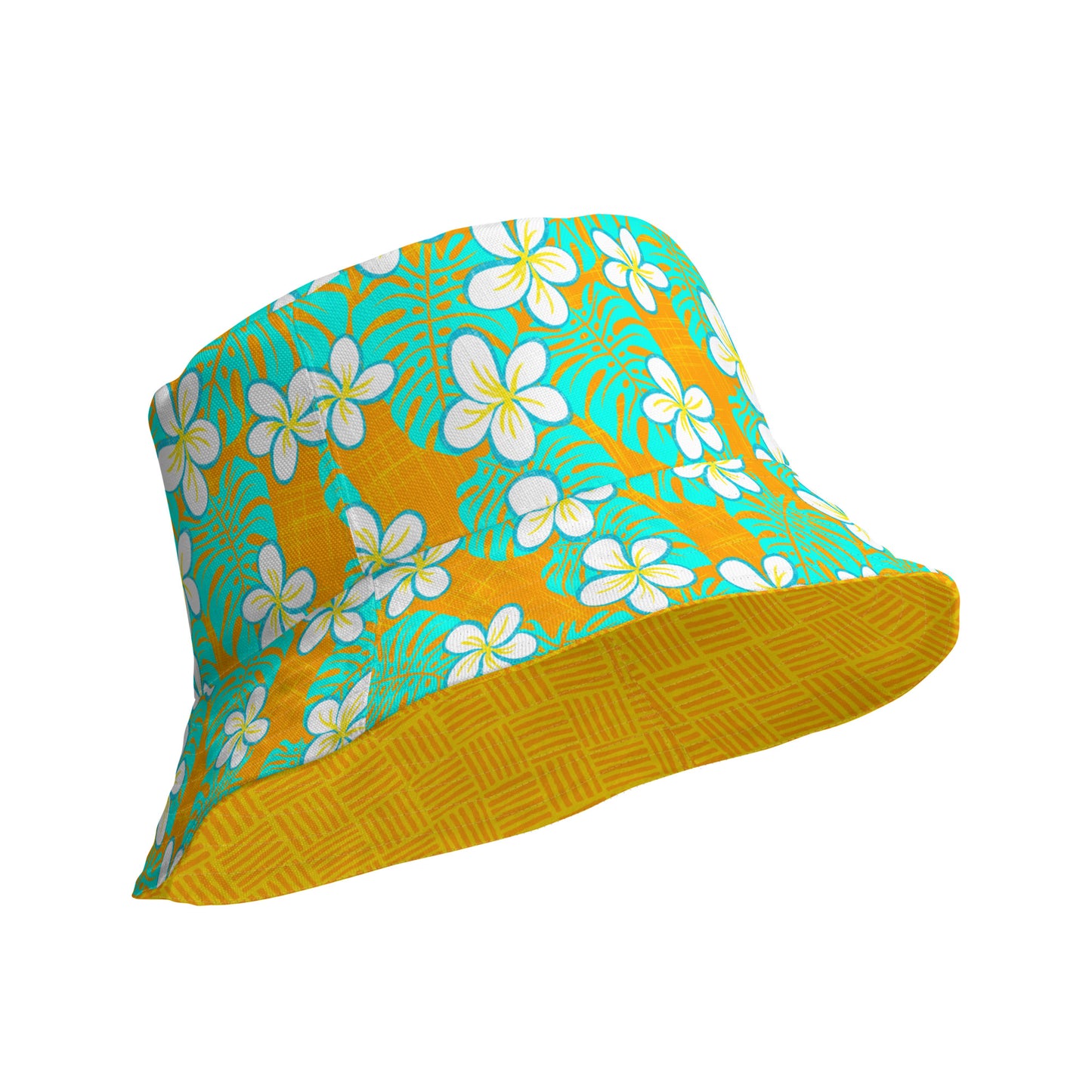 Get Tropical Orange Peel Weave Reversible bucket hat