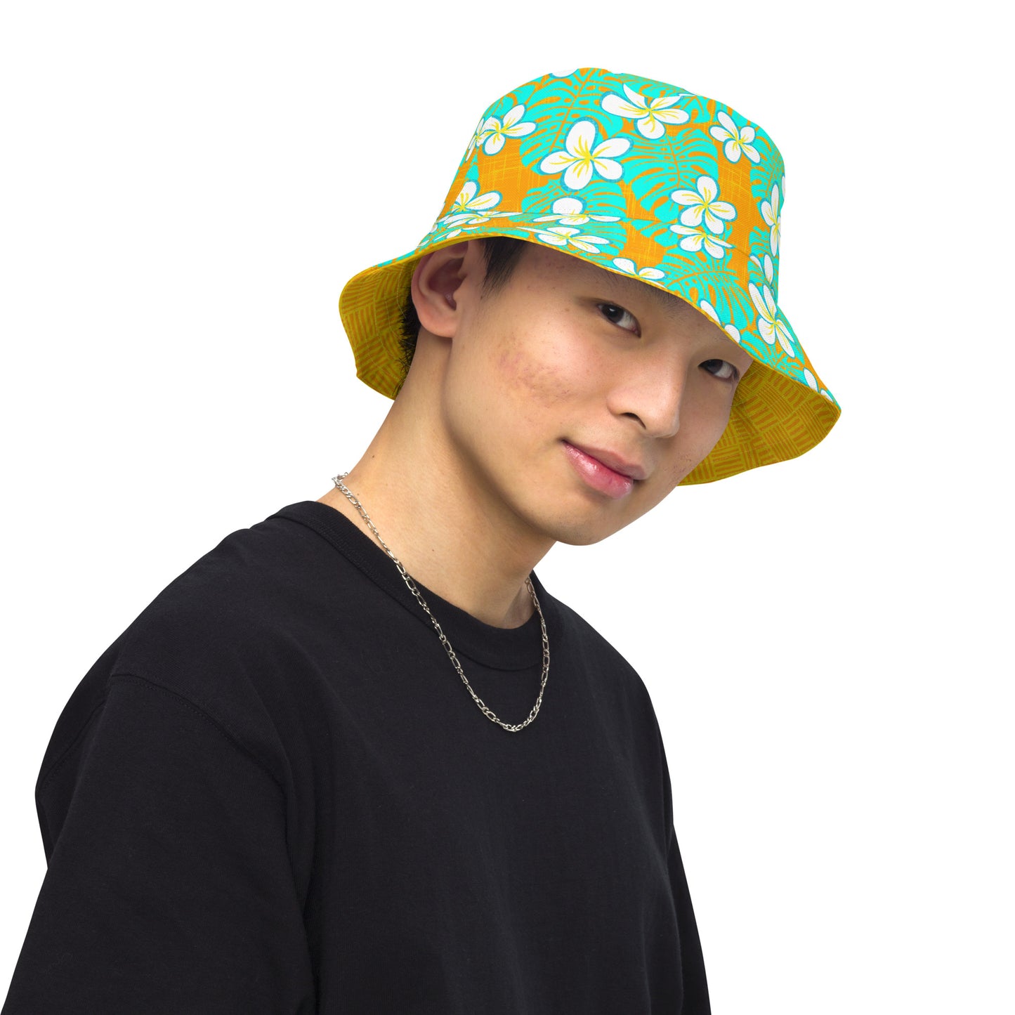 Get Tropical Orange Peel Weave Reversible bucket hat